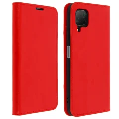 Etui, preklopna denarnica in stojalo iz pravega usnja za Huawei P40 Lite - rdec