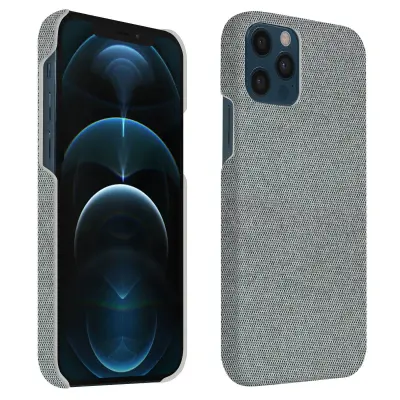 Ovitek iz blaga za iPhone 12 / 12 Pro, trda zašcita proti udarcem - svetlo siva