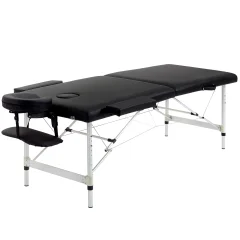 HOMCOM zložljiva lesena masažna miza, nastavljiva višina in transportni kovček za kozmetičarko in terapevta, črna