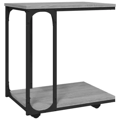 vidaXL Stranska mizica s kolesi siva sonoma 50x35x55,5 cm inžen. les