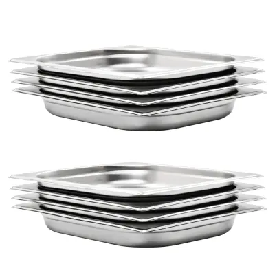 vidaXL Gastronomske posode 8 kosov GN 1/2 40 mm nerjaveče jeklo