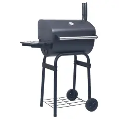 vidaXL Žar na oglje smoker s spodnjo polico črn