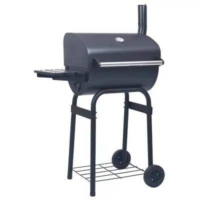 vidaXL Žar na oglje smoker s spodnjo polico črn