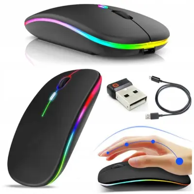WIFI brezžična akumulatorska optična miška 1200 DPI LED RGB črna