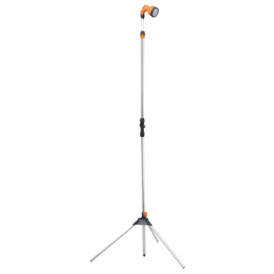 vidaXL Vrtni tuš s trinožnim stojalom 221 cm aluminij