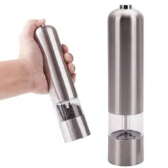 Brezžični inox LED električni mlinček za poper in sol