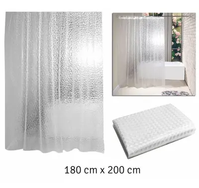Univerzalna 3D PEVA zavesa za tuš kabine in kadi 180x200cm