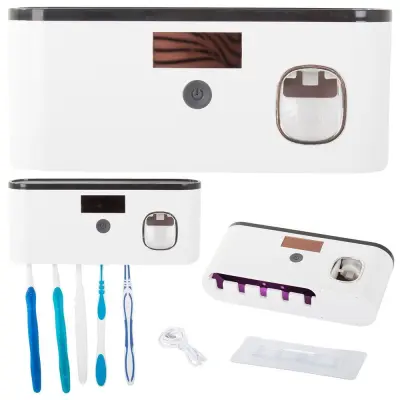 3v1 aku. solarni 1200mAh stenski dozator zobne paste in UV sterilizator zobnih krtačk