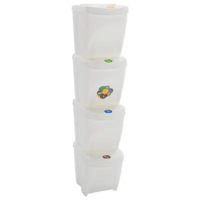 vidaXL Koši za smeti 4 kosi bele barve 100 L PP