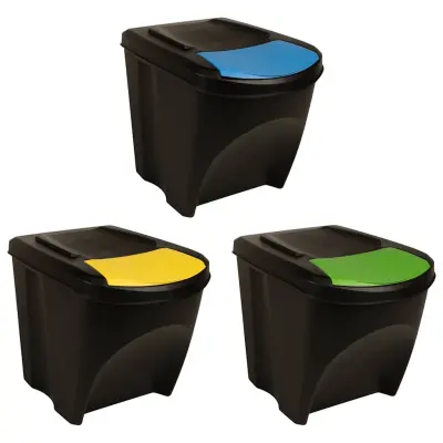 vidaXL Koši za smeti 3 kosi antracitni 75 L