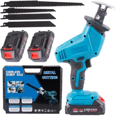 48V aku. sabljasta batna žaga lisičji rep 2x 3Ah + listi in kovček