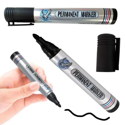 Črni permanentni 13cm marker za označevanje okrogel 2mm