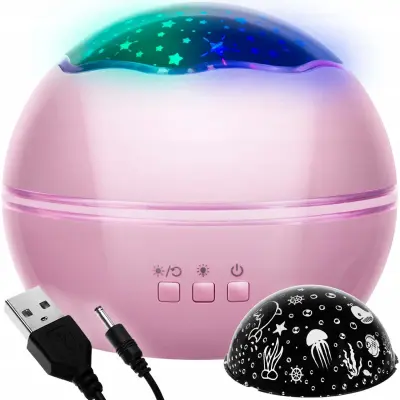 USB LED RGB projektor nočna lučka – menjava projekcij roza