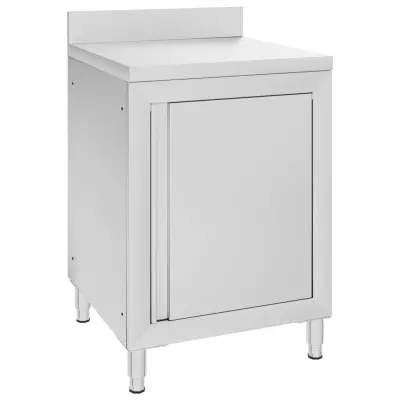 vidaXL Komercialna delovna miza z omarico 60x60x96 cm nerjaveče jeklo