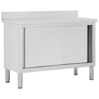 vidaXL Delovna miza z drsnimi vrati 120x50x(95-97) cm nerjaveče jeklo