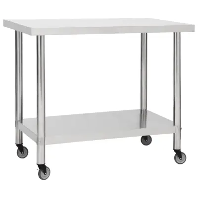 vidaXL Kuhinjska delovna miza s kolesi 80x60x85 cm nerjaveče jeklo