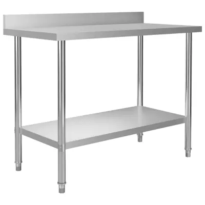 vidaXL Kuhinjska delovna miza z zaščitno ploščo 120x60x93 cm jeklo