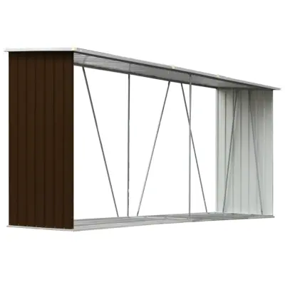 vidaXL Vrtna lopa za drva pocinkano jeklo 330x84x152 cm rjava