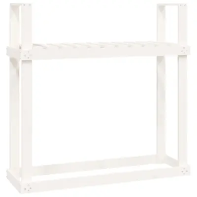 vidaXL Stojalo za drva belo 110x35x108,5 cm trdna borovina