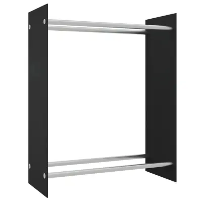 vidaXL Stojalo za drva črno 80x35x100 cm kaljeno steklo