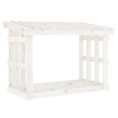 vidaXL Stojalo za drva belo 108x64,5x77 cm trdna borovina