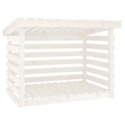 vidaXL Stojalo za drva belo 108x73x79 cm trdna borovina