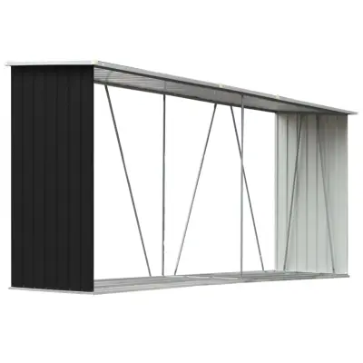 vidaXL Vrtna lopa za drva pocinkano jeklo 330x84x152 cm antracitna