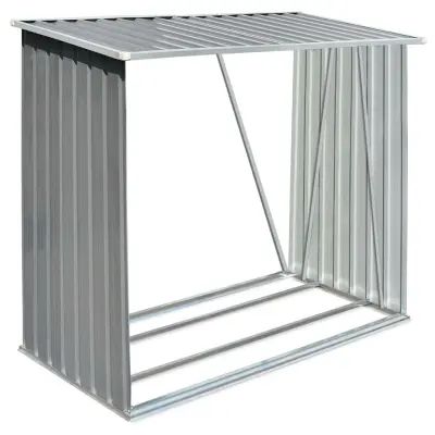 vidaXL Vrtna lopa za drva pocinkano jeklo 163x83x154 cm sive barve
