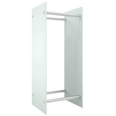 vidaXL Stojalo za drva belo 40x35x100 cm kaljeno steklo