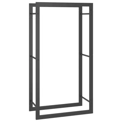 vidaXL Stojalo za drva mat črno 50x28x94 cm jeklo
