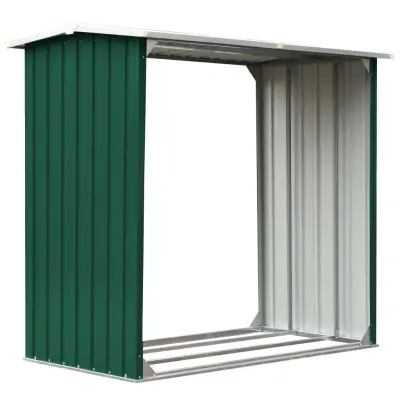 vidaXL Vrtna lopa za drva pocinkano jeklo 172x91x154 cm zelena