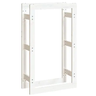  vidaXL Stojalo za drva belo 60x25x100 cm trdna borovina