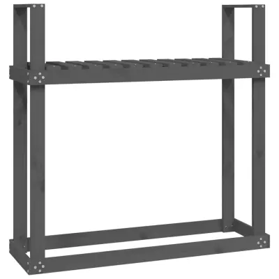 vidaXL Stojalo za drva sivo 110x35x108,5 cm trdna borovina