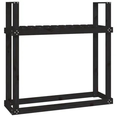 vidaXL Stojalo za drva črno 110x35x108,5 cm trdna borovina