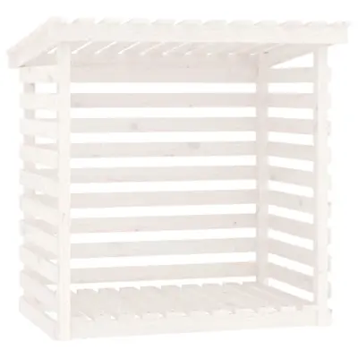 vidaXL Stojalo za drva belo 108x73x108 cm trdna borovina