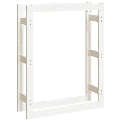 vidaXL Stojalo za drva belo 80x25x100 cm trdna borovina