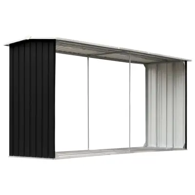 vidaXL Vrtna lopa za drva pocinkano jeklo 330x92x153 cm antracitna