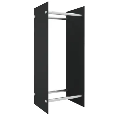 vidaXL Stojalo za drva črno 40x35x100 cm kaljeno steklo