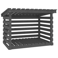 vidaXL Stojalo za drva sivo 108x73x79 cm trdna borovina
