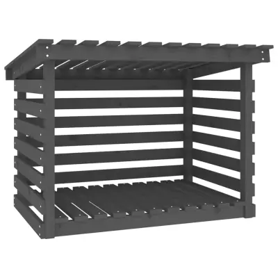 vidaXL Stojalo za drva sivo 108x73x79 cm trdna borovina