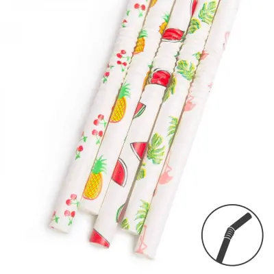 Papirnata slamica - poletni vzorec - 250 x 6 mm - 150 kosov / paket