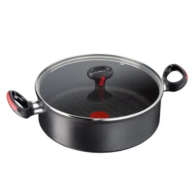 Nizka kozica s pokrovom La Linea Rossa 26cm / dvojni ročaj / inox / indukcija