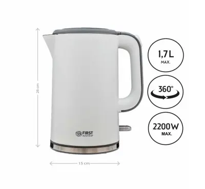 Grelnik vode FIRST 1,7L, 2200W, nerjaveče jeklo; belo-siva