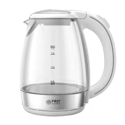 Grelnik vode FIRST 1,7L, 2200W, steklo, bel ročaj