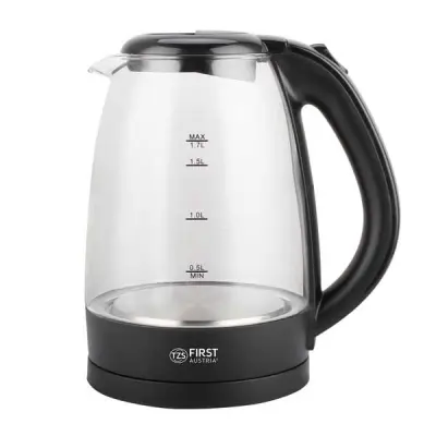 Grelnik vode FIRST 1,7L, 2200W, steklo, črn