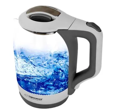 Grelnik vode stekleni ESPERANZA YUKON 1,7L, bela barva, 1500W