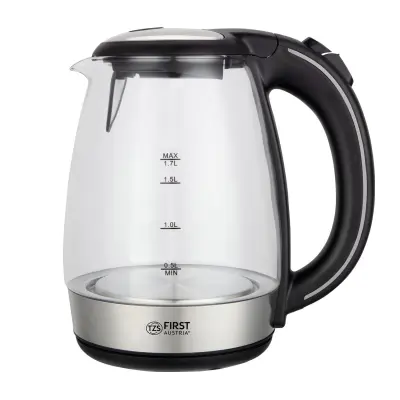 Grelnik vode FIRST 1,7L, 2200W, steklo, črn ročaj