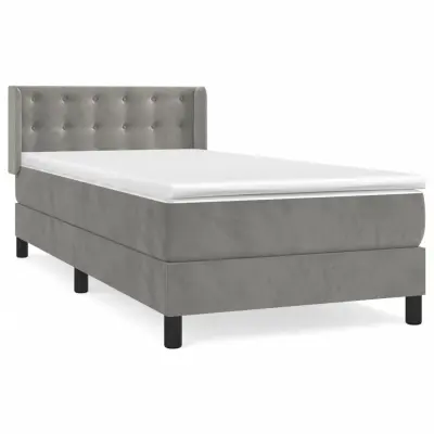 vidaXL Box spring postelja z vzmetnico svetlo siva 80x200 cm žamet