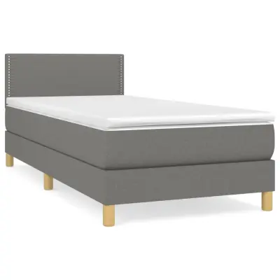 vidaXL Box spring postelja z vzmetnico temno siva 90x200 cm blago