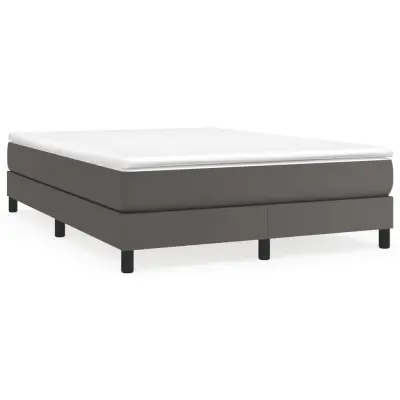 vidaXL Box spring postelja z vzmetnico siva 140x200 cm umetno usnje